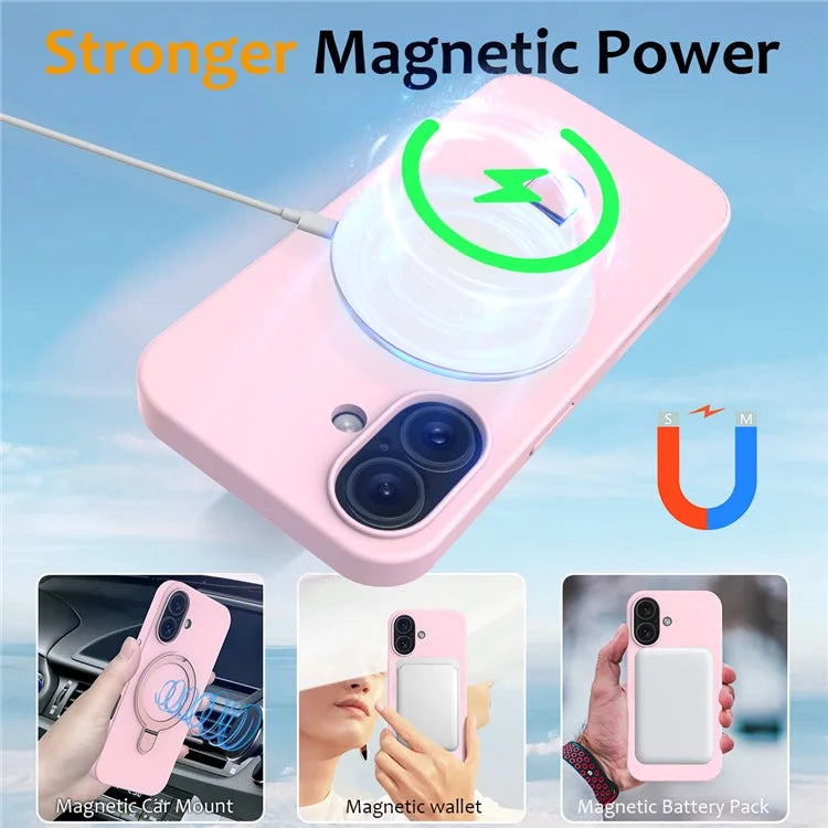 For iPhone 16 Case Compatible with MagSafe Kickstand PC + Silicone Phone Cover