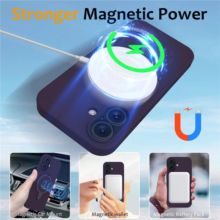 For iPhone 16 Case Compatible with MagSafe Kickstand PC + Silicone Phone Cover