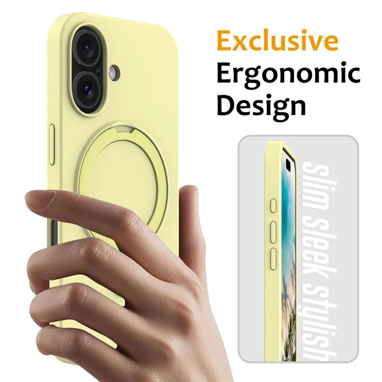 For iPhone 16 Case Compatible with MagSafe Kickstand PC + Silicone Phone Cover