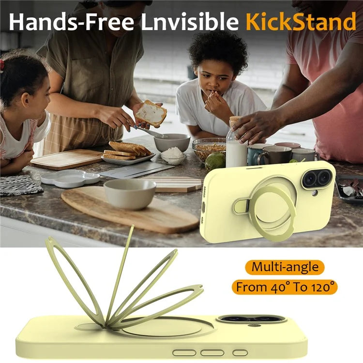 For iPhone 16 Case Compatible with MagSafe Kickstand PC + Silicone Phone Cover