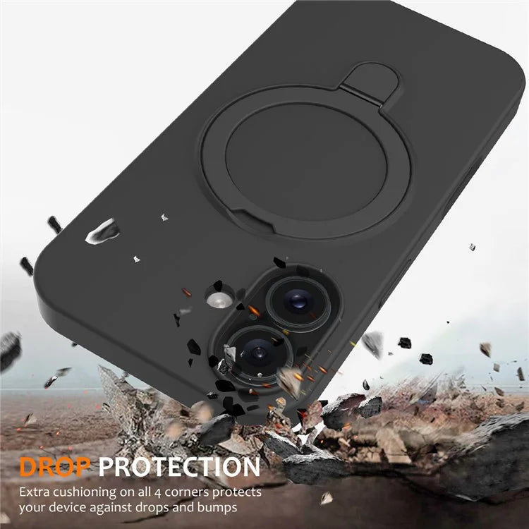For iPhone 16 Case Compatible with MagSafe Kickstand PC + Silicone Phone Cover