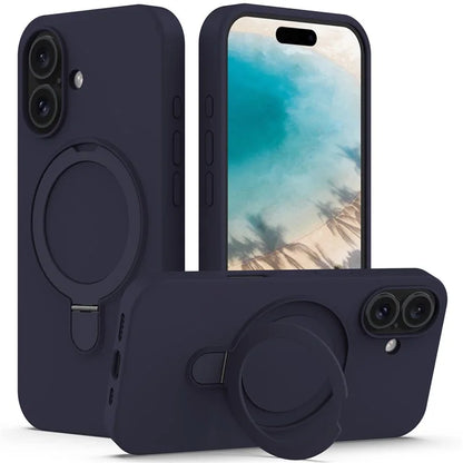 For iPhone 16 Case Compatible with MagSafe Kickstand PC + Silicone Phone Cover
