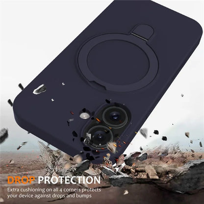 For iPhone 16 Case Compatible with MagSafe Kickstand PC + Silicone Phone Cover