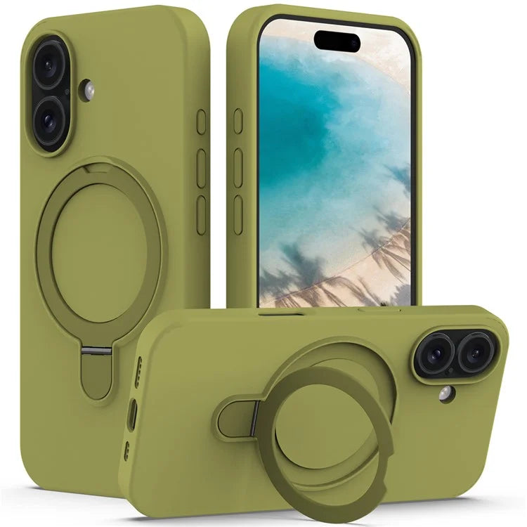 For iPhone 16 Case Compatible with MagSafe Kickstand PC + Silicone Phone Cover