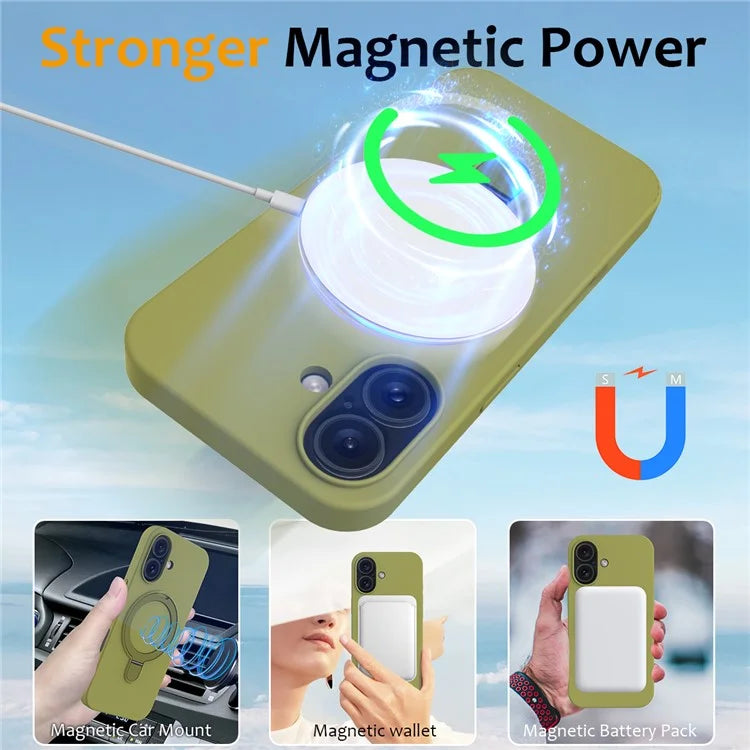 For iPhone 16 Case Compatible with MagSafe Kickstand PC + Silicone Phone Cover