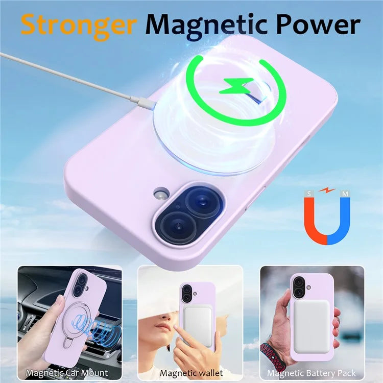 For iPhone 16 Case Compatible with MagSafe Kickstand PC + Silicone Phone Cover