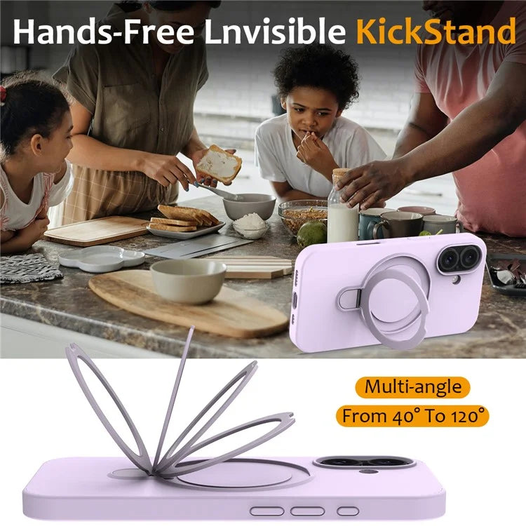 For iPhone 16 Case Compatible with MagSafe Kickstand PC + Silicone Phone Cover