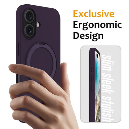 For iPhone 16 Plus Case Compatible with MagSafe Kickstand PC + Silicone Phone Cover