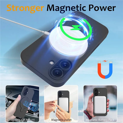 For iPhone 16 Plus Case Compatible with MagSafe Kickstand PC + Silicone Phone Cover