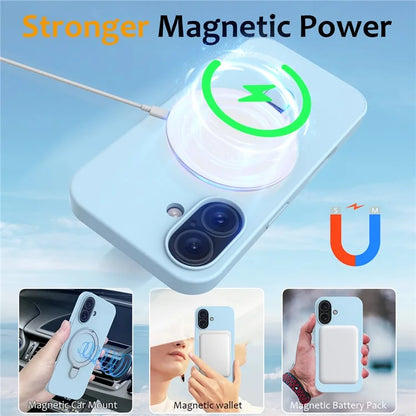 For iPhone 16 Plus Case Compatible with MagSafe Kickstand PC + Silicone Phone Cover