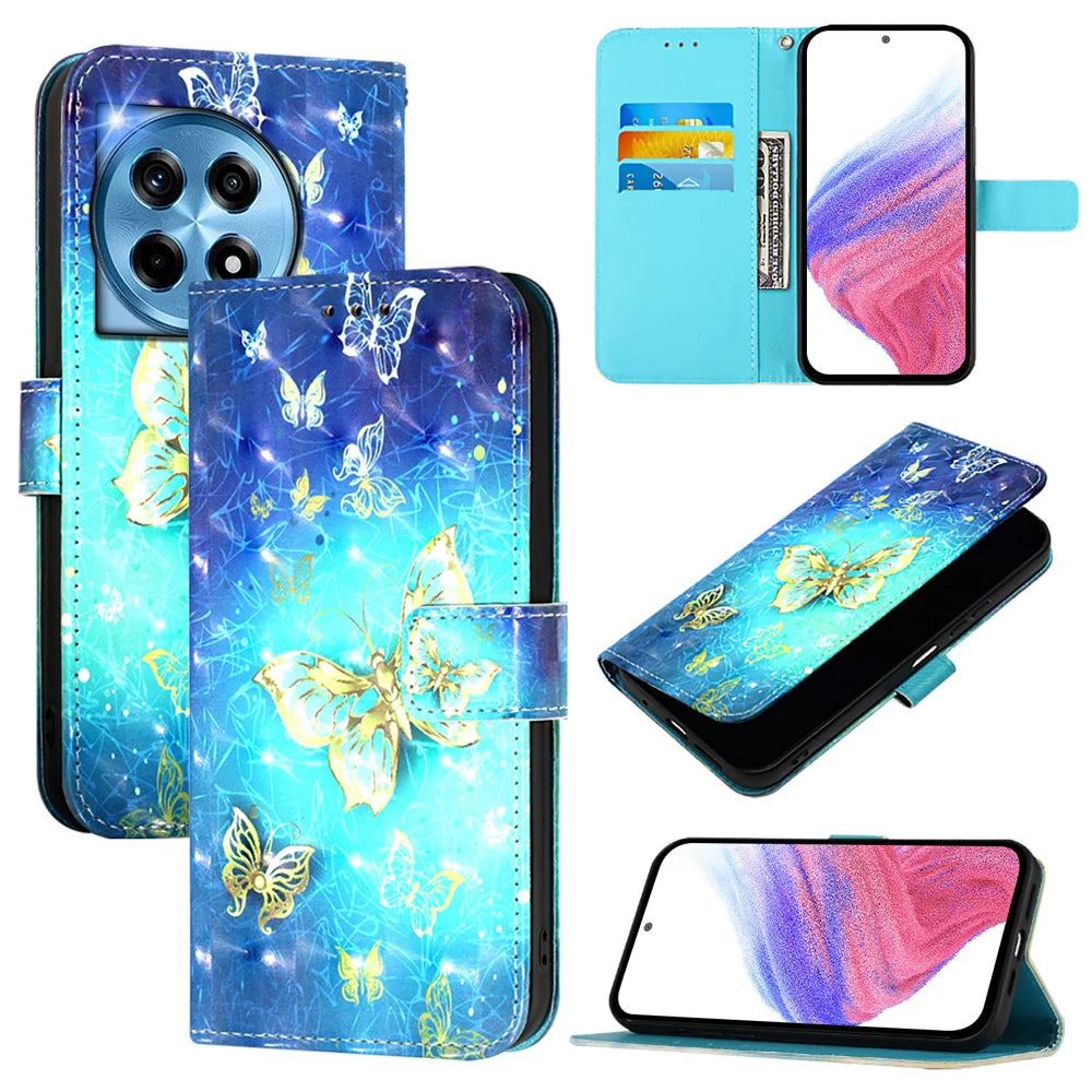 For OnePlus 12 5G Leather Case YB Pattern Printing Leather Series-2 Pattern Printing Wallet Stand Cover