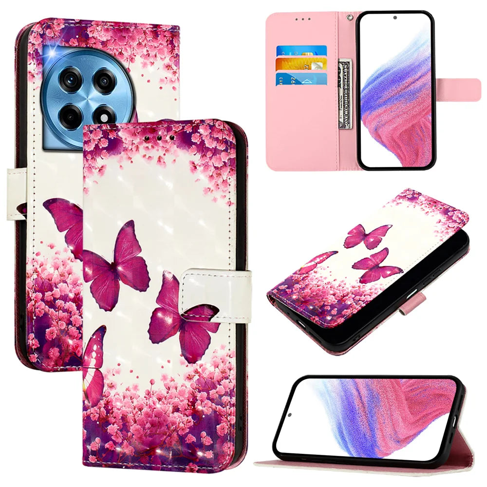 For OnePlus 12 5G Leather Case YB Pattern Printing Leather Series-2 Pattern Printing Wallet Stand Cover