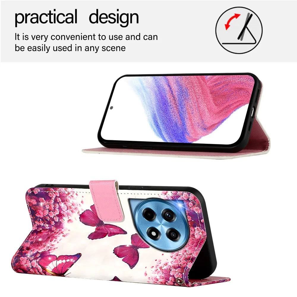 For OnePlus 12 5G Leather Case YB Pattern Printing Leather Series-2 Pattern Printing Wallet Stand Cover