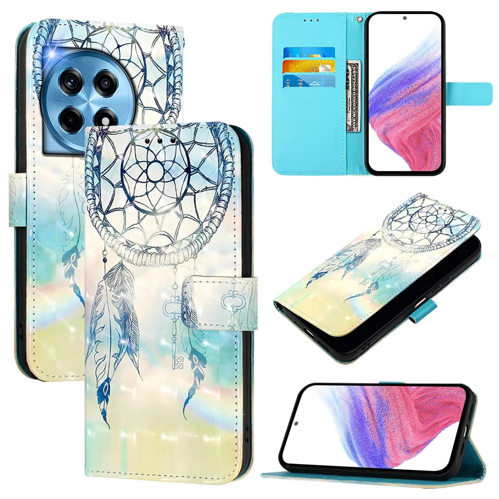 For OnePlus 12 5G Leather Case YB Pattern Printing Leather Series-2 Pattern Printing Wallet Stand Cover