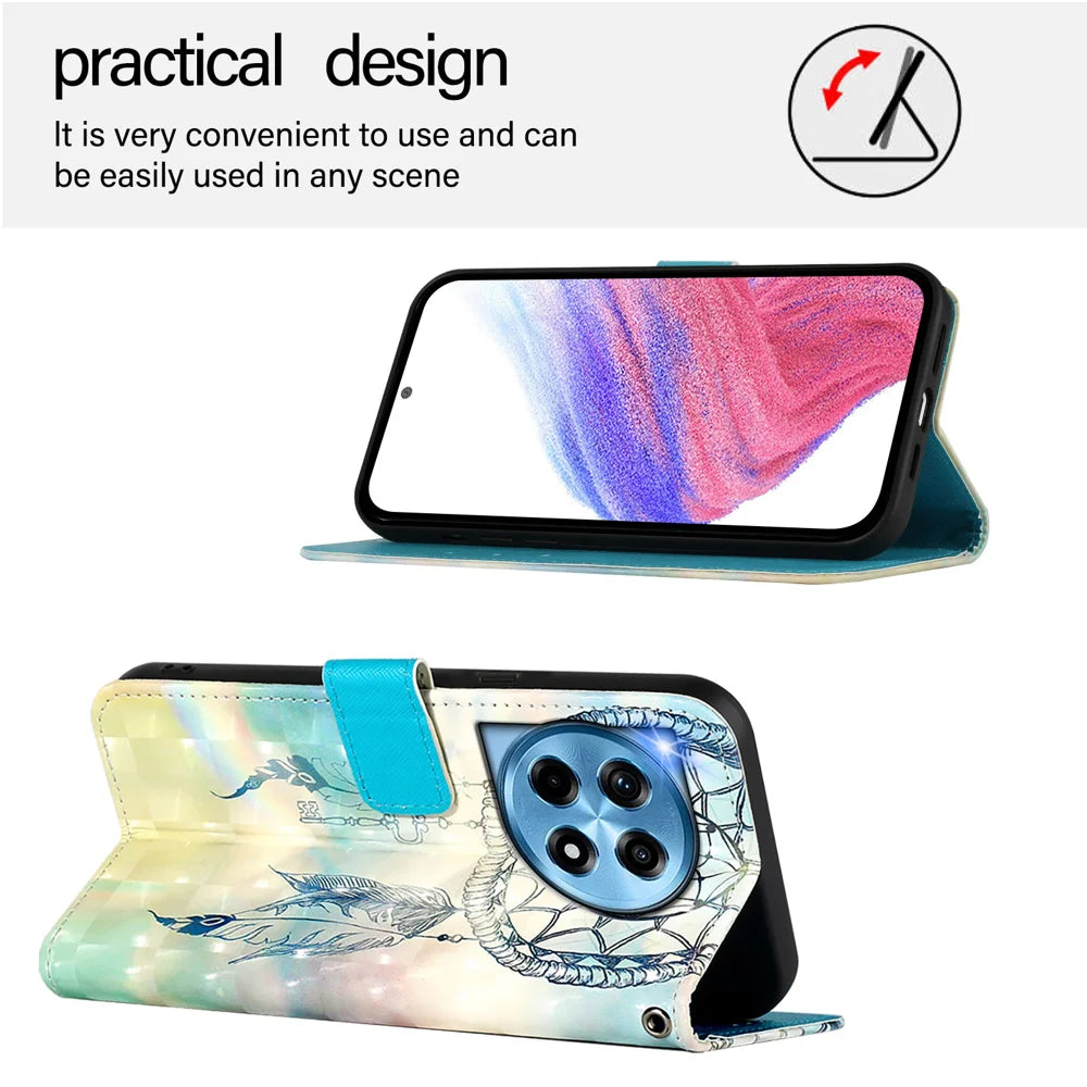 For OnePlus 12 5G Leather Case YB Pattern Printing Leather Series-2 Pattern Printing Wallet Stand Cover