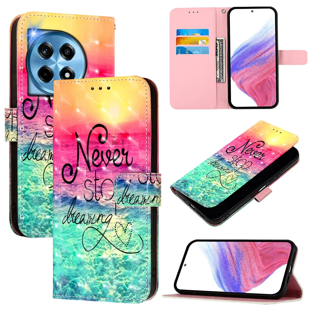 For OnePlus 12 5G Leather Case YB Pattern Printing Leather Series-2 Pattern Printing Wallet Stand Cover