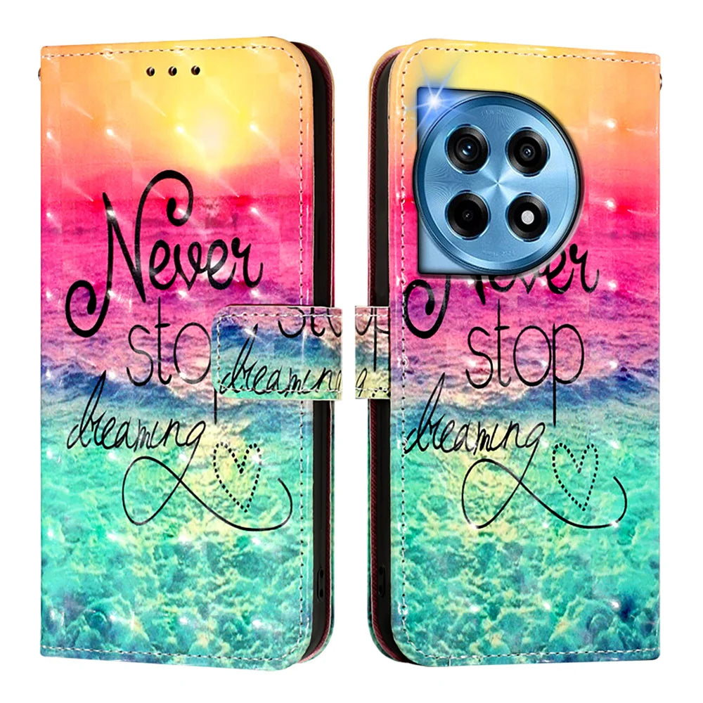 For OnePlus 12 5G Leather Case YB Pattern Printing Leather Series-2 Pattern Printing Wallet Stand Cover