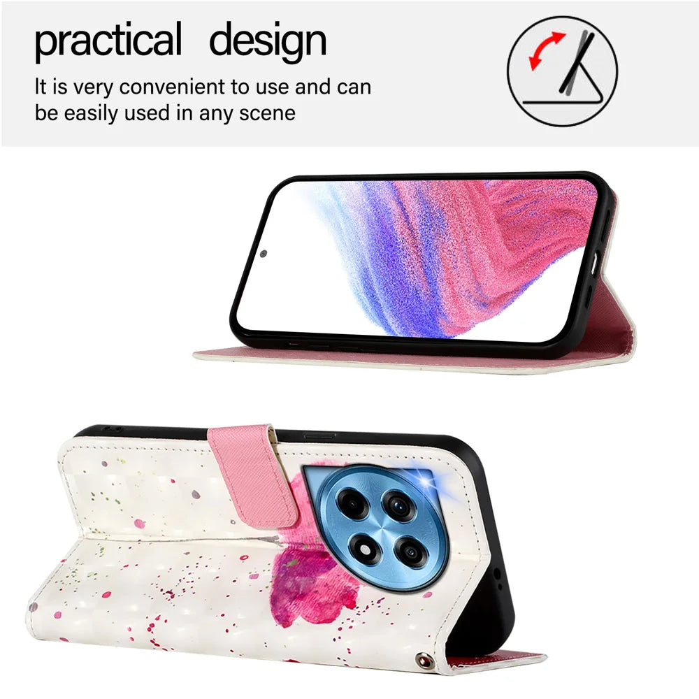 For OnePlus 12 5G Leather Case YB Pattern Printing Leather Series-2 Pattern Printing Wallet Stand Cover