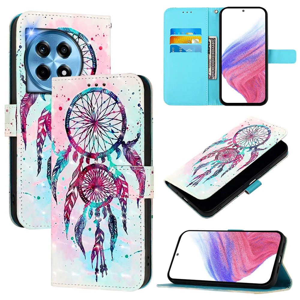 For OnePlus 12 5G Leather Case YB Pattern Printing Leather Series-2 Pattern Printing Wallet Stand Cover