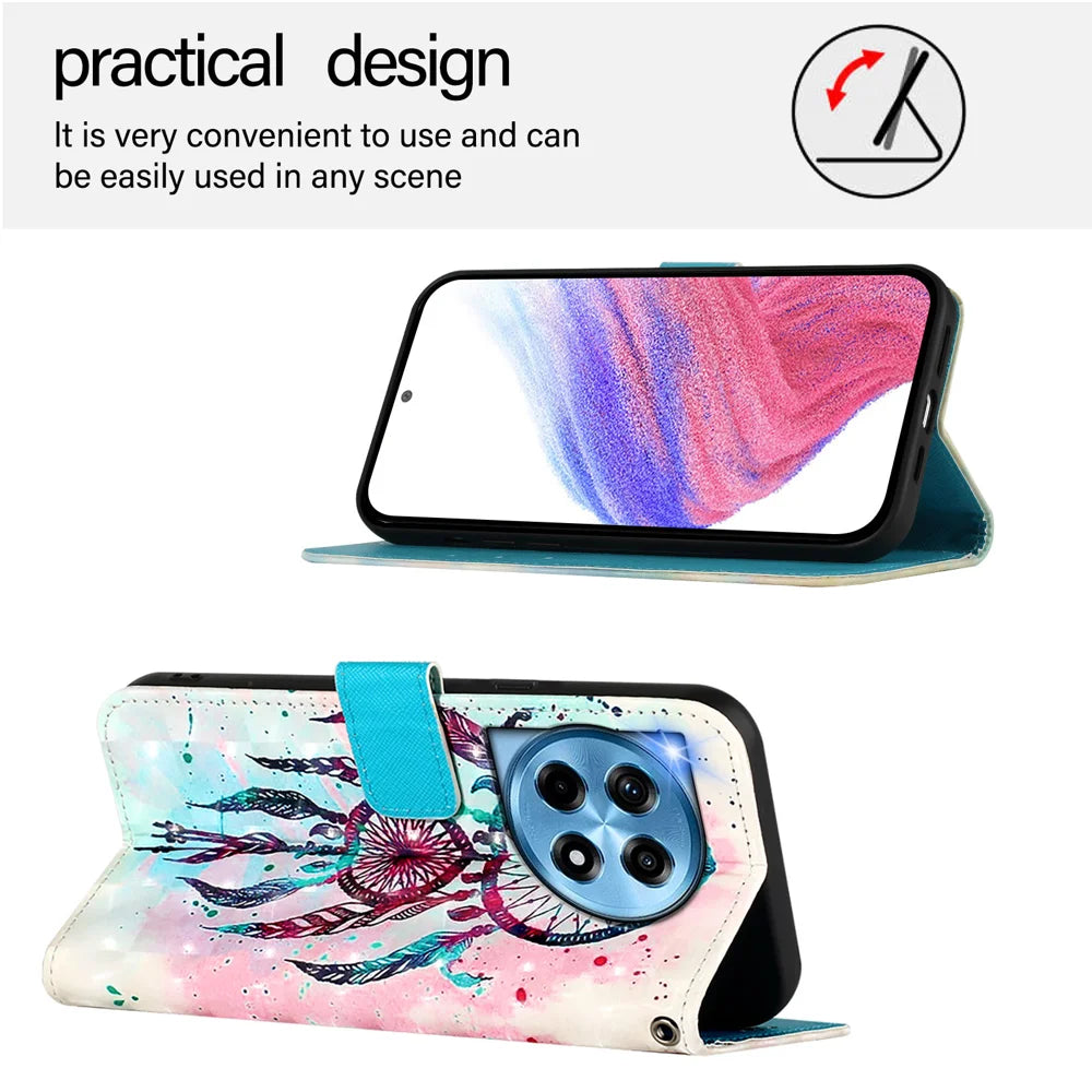 For OnePlus 12 5G Leather Case YB Pattern Printing Leather Series-2 Pattern Printing Wallet Stand Cover