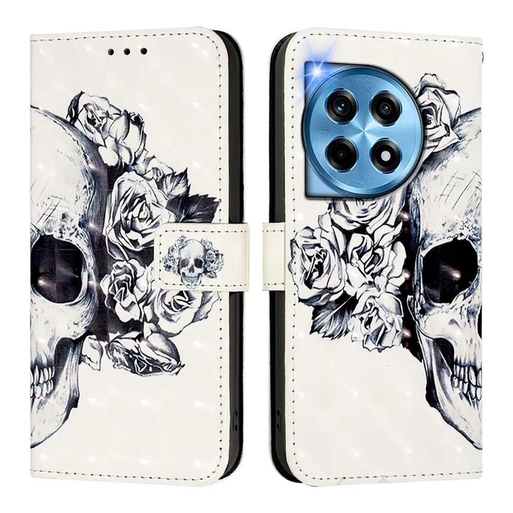For OnePlus 12 5G Leather Case YB Pattern Printing Leather Series-2 Pattern Printing Wallet Stand Cover