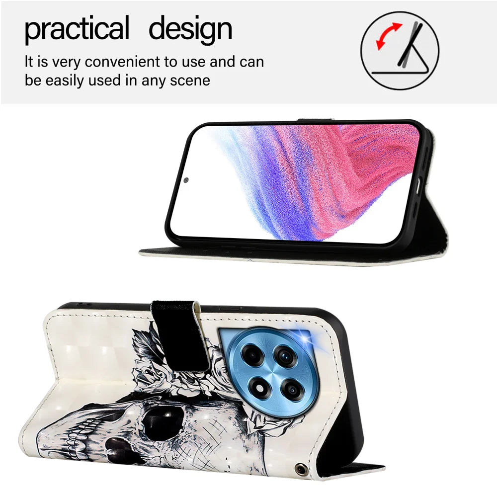 For OnePlus 12 5G Leather Case YB Pattern Printing Leather Series-2 Pattern Printing Wallet Stand Cover