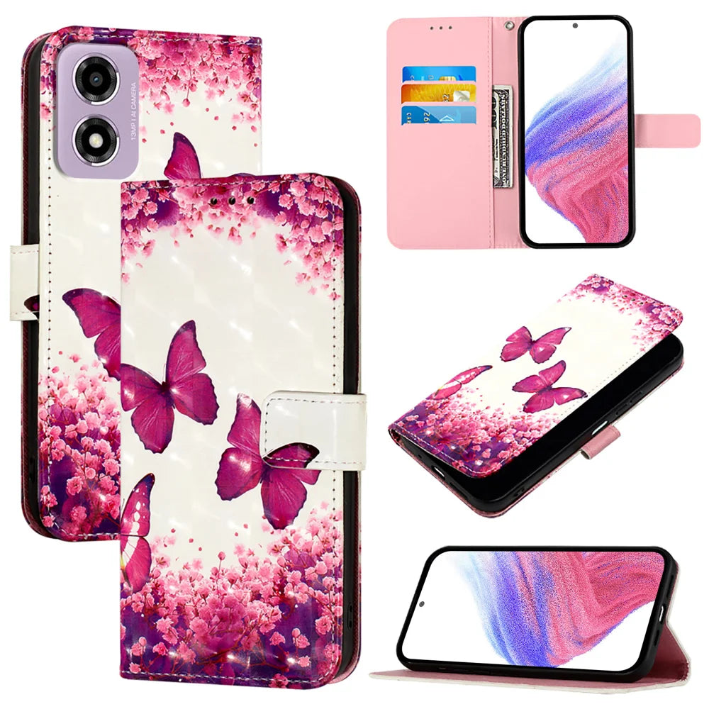 For Motorola Moto E14 4G Leather Case YB Pattern Printing Leather Series-2 Pattern Printing Wallet Stand Cover