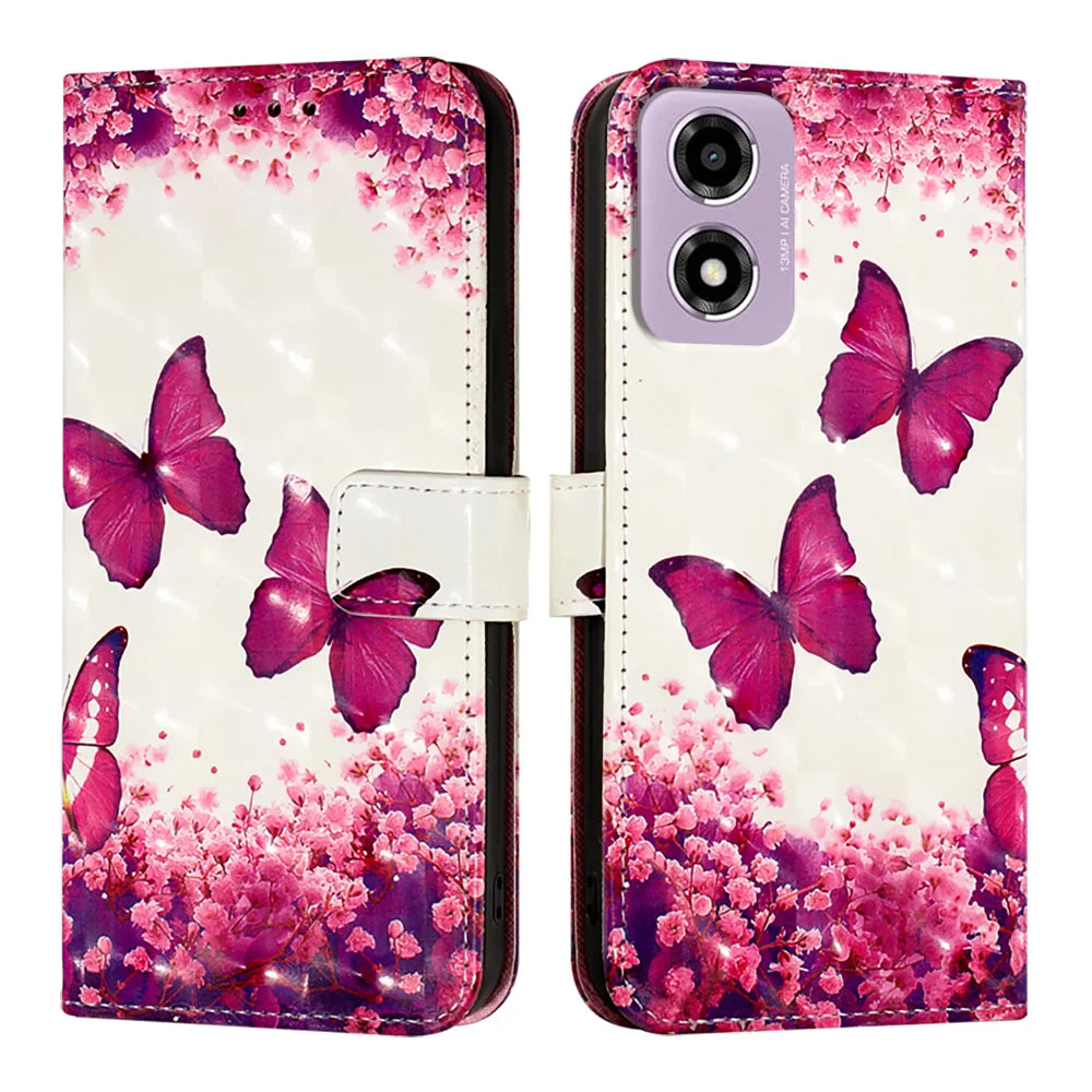 For Motorola Moto E14 4G Leather Case YB Pattern Printing Leather Series-2 Pattern Printing Wallet Stand Cover