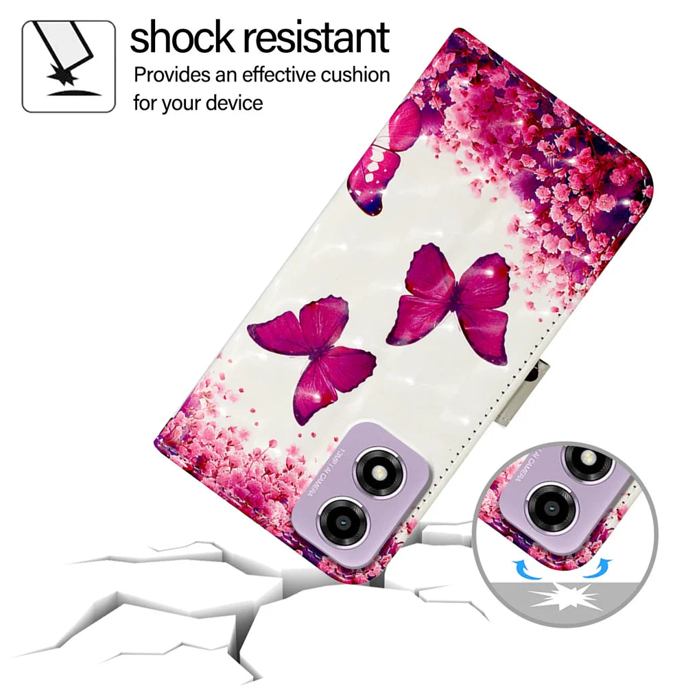 For Motorola Moto E14 4G Leather Case YB Pattern Printing Leather Series-2 Pattern Printing Wallet Stand Cover