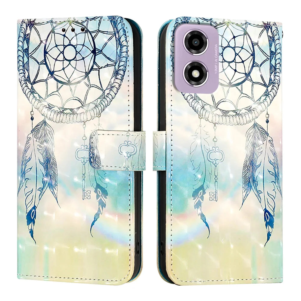 For Motorola Moto E14 4G Leather Case YB Pattern Printing Leather Series-2 Pattern Printing Wallet Stand Cover