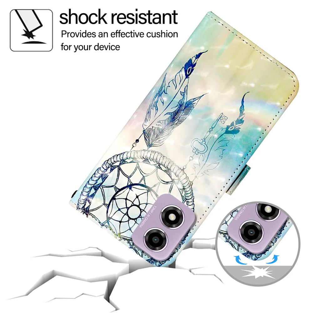 For Motorola Moto E14 4G Leather Case YB Pattern Printing Leather Series-2 Pattern Printing Wallet Stand Cover