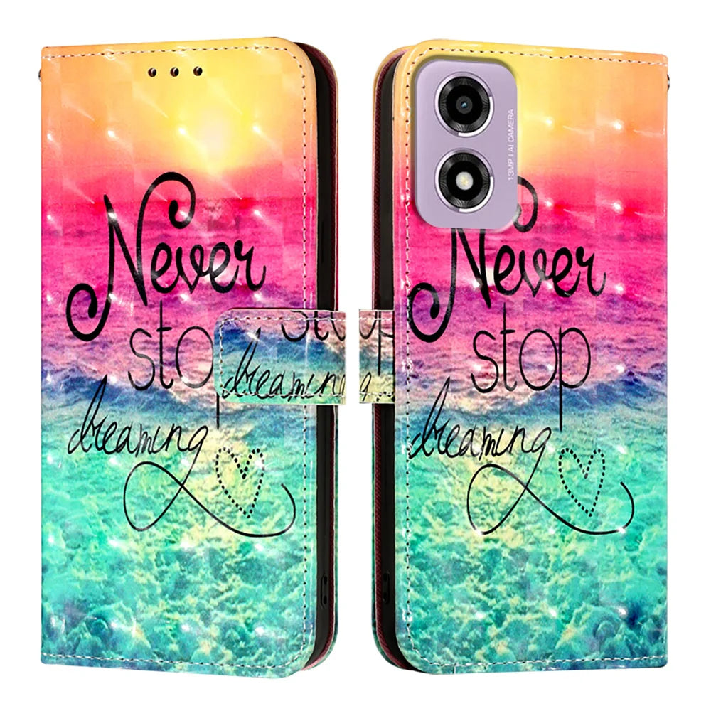 For Motorola Moto E14 4G Leather Case YB Pattern Printing Leather Series-2 Pattern Printing Wallet Stand Cover