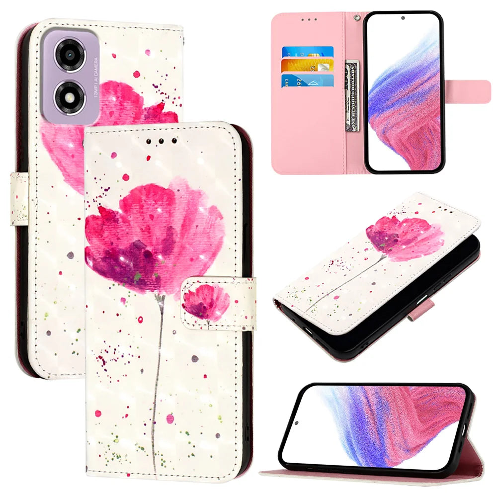 For Motorola Moto E14 4G Leather Case YB Pattern Printing Leather Series-2 Pattern Printing Wallet Stand Cover