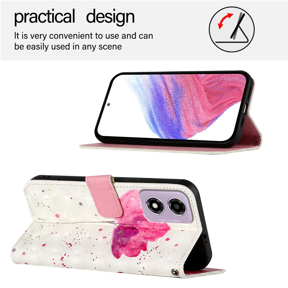 For Motorola Moto E14 4G Leather Case YB Pattern Printing Leather Series-2 Pattern Printing Wallet Stand Cover