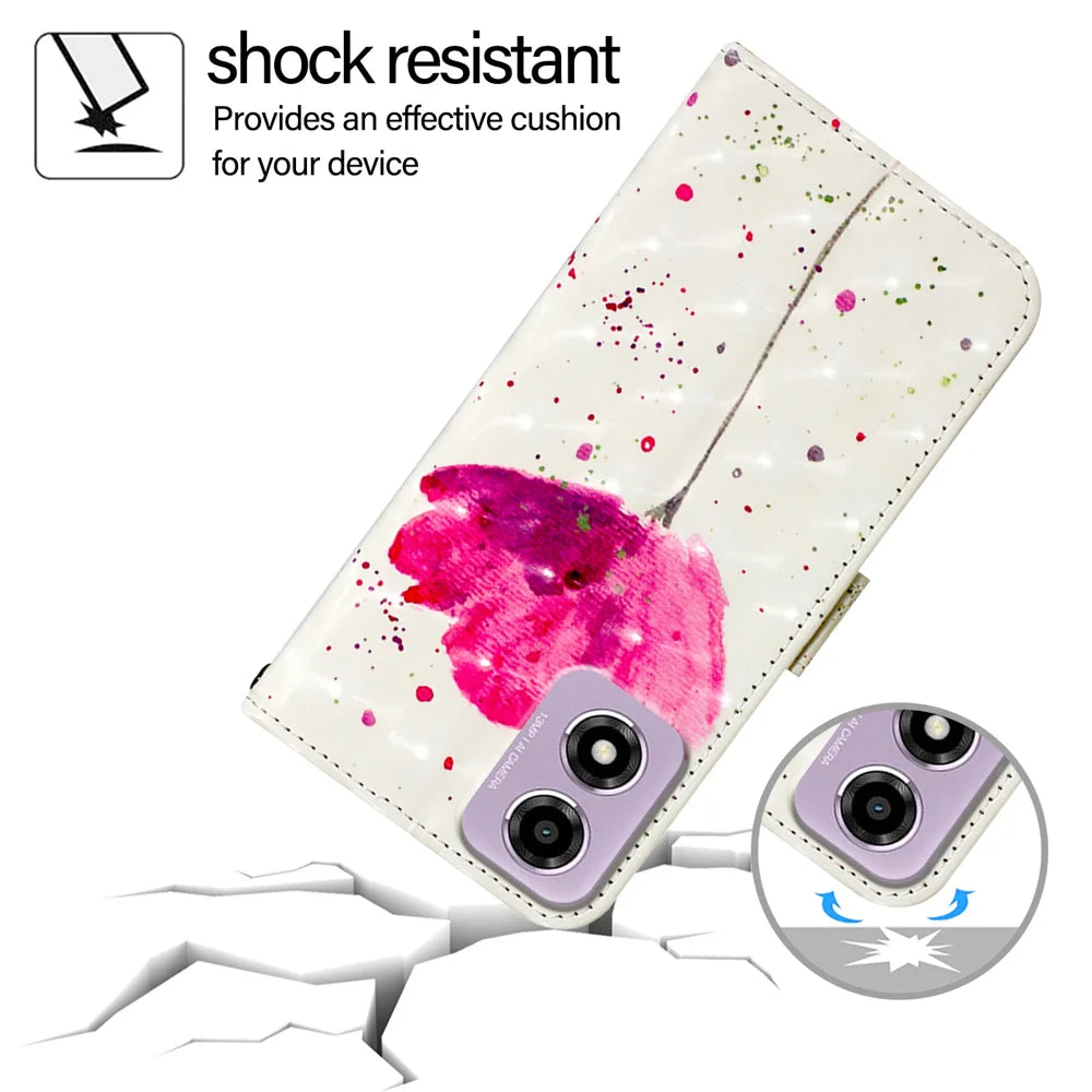 For Motorola Moto E14 4G Leather Case YB Pattern Printing Leather Series-2 Pattern Printing Wallet Stand Cover