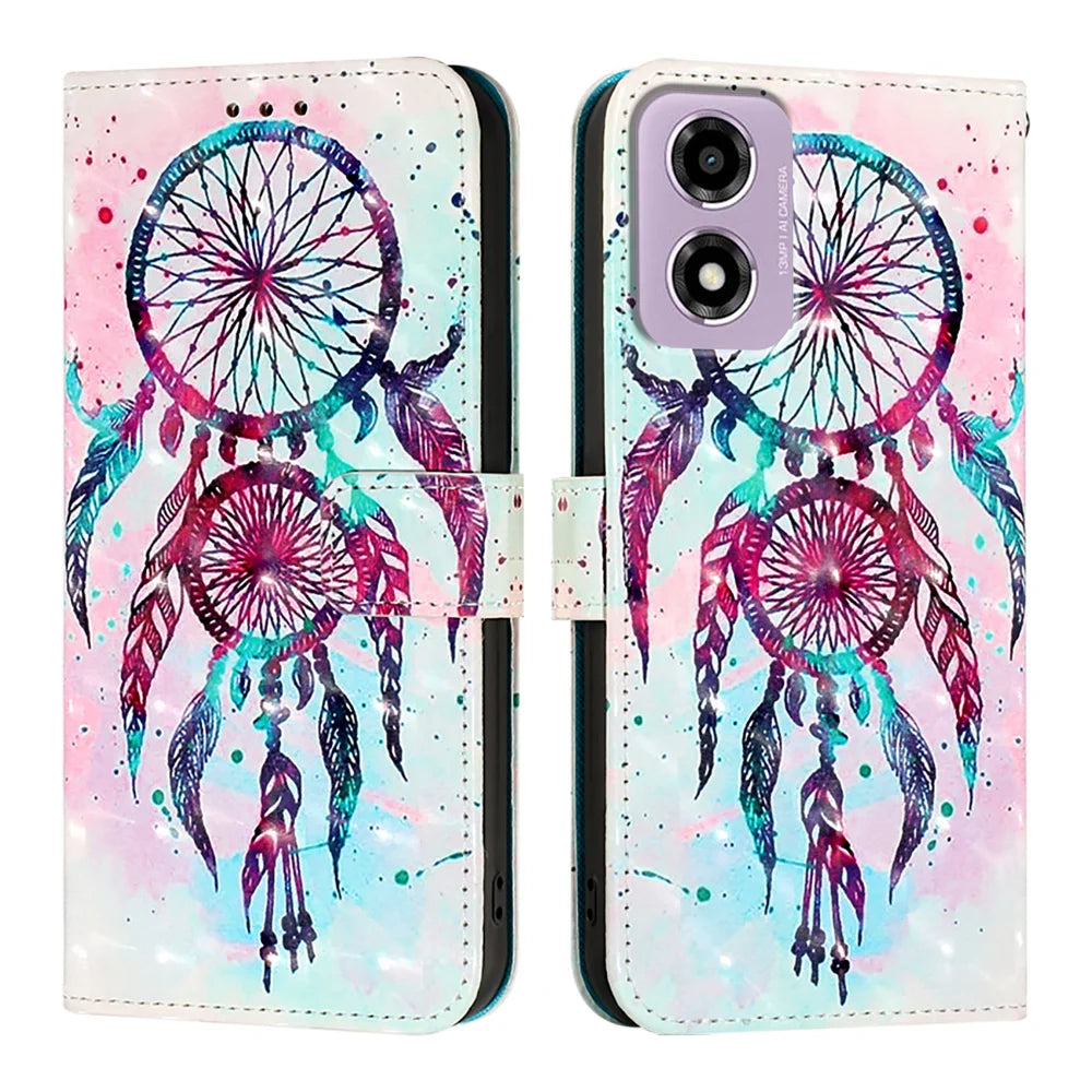 For Motorola Moto E14 4G Leather Case YB Pattern Printing Leather Series-2 Pattern Printing Wallet Stand Cover