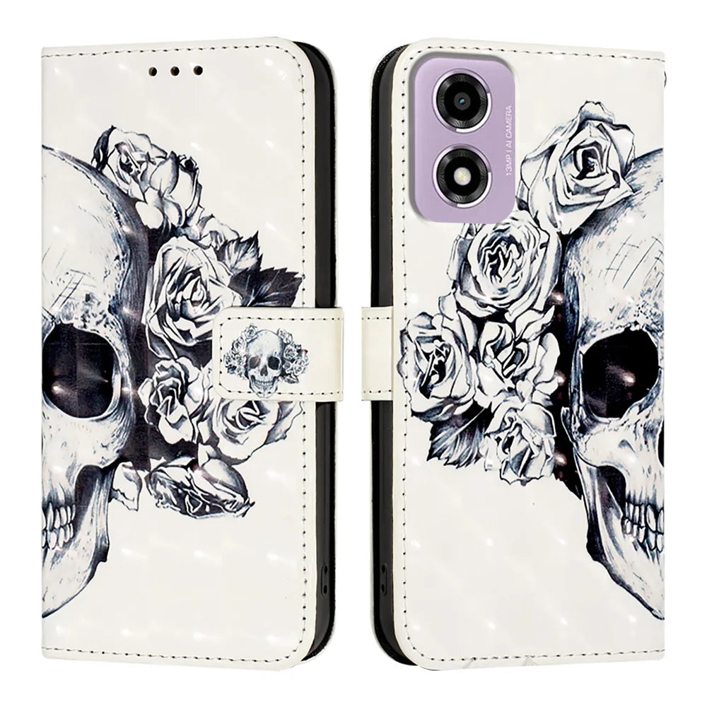 For Motorola Moto E14 4G Leather Case YB Pattern Printing Leather Series-2 Pattern Printing Wallet Stand Cover