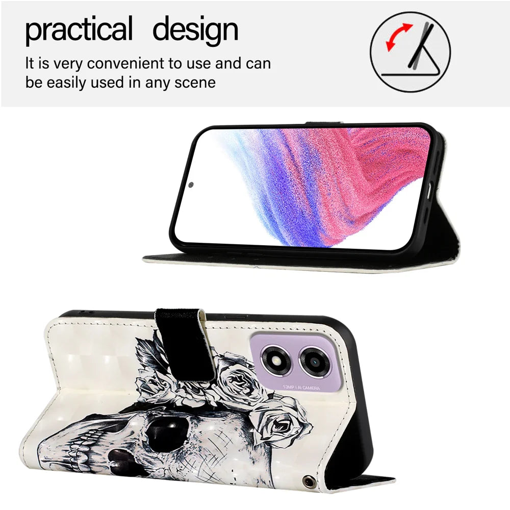 For Motorola Moto E14 4G Leather Case YB Pattern Printing Leather Series-2 Pattern Printing Wallet Stand Cover
