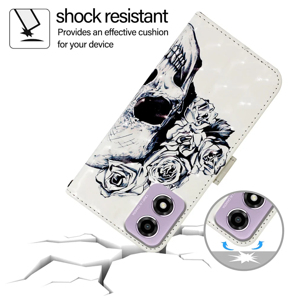 For Motorola Moto E14 4G Leather Case YB Pattern Printing Leather Series-2 Pattern Printing Wallet Stand Cover