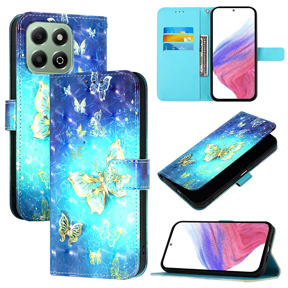 For Honor X6b 4G Leather Case YB Pattern Printing Leather Series-2 Pattern Printing Wallet Stand Cover
