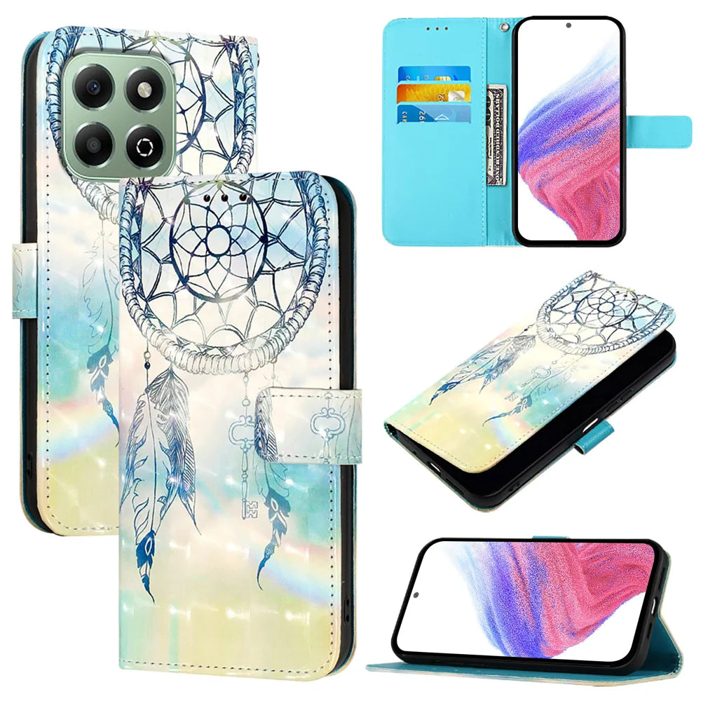 For Honor X6b 4G Leather Case YB Pattern Printing Leather Series-2 Pattern Printing Wallet Stand Cover