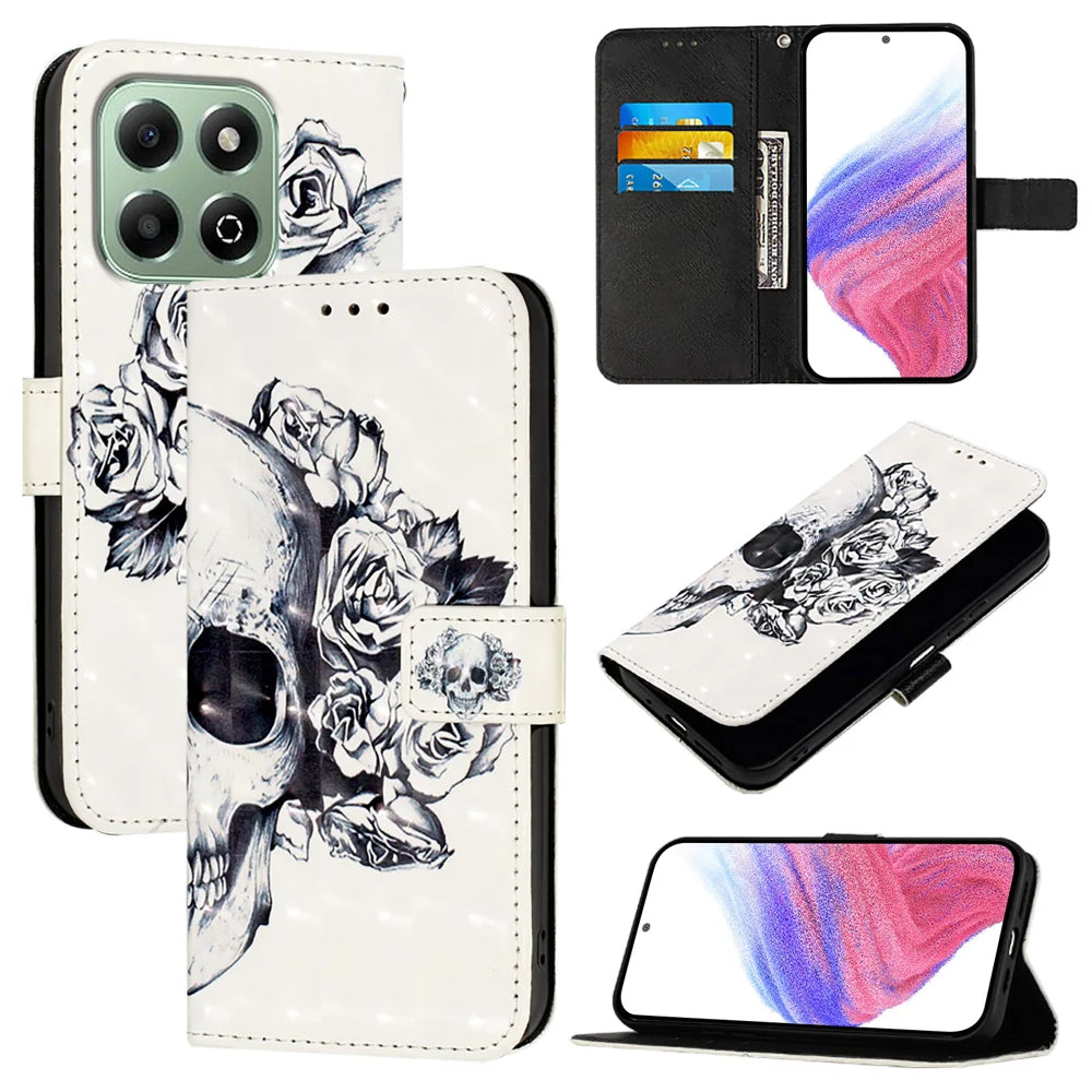 For Honor X6b 4G Leather Case YB Pattern Printing Leather Series-2 Pattern Printing Wallet Stand Cover