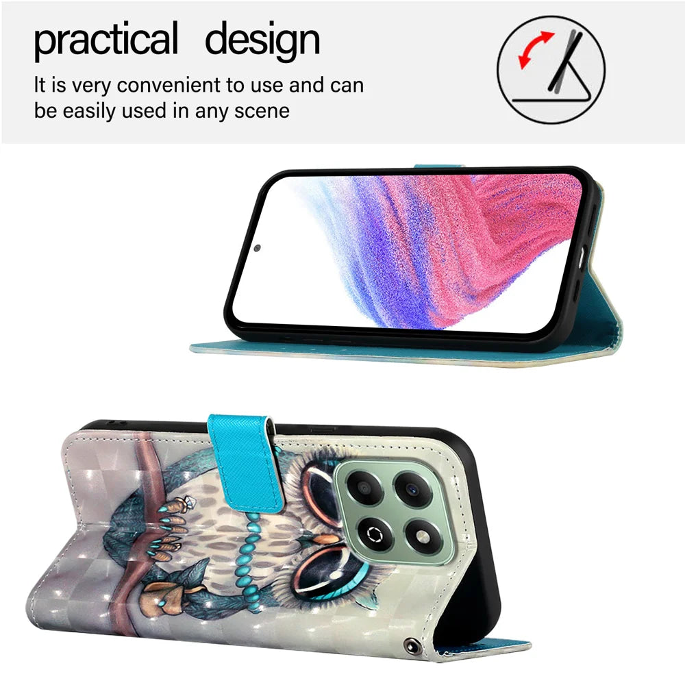 For Honor X6b 4G Leather Case YB Pattern Printing Leather Series-2 Pattern Printing Wallet Stand Cover