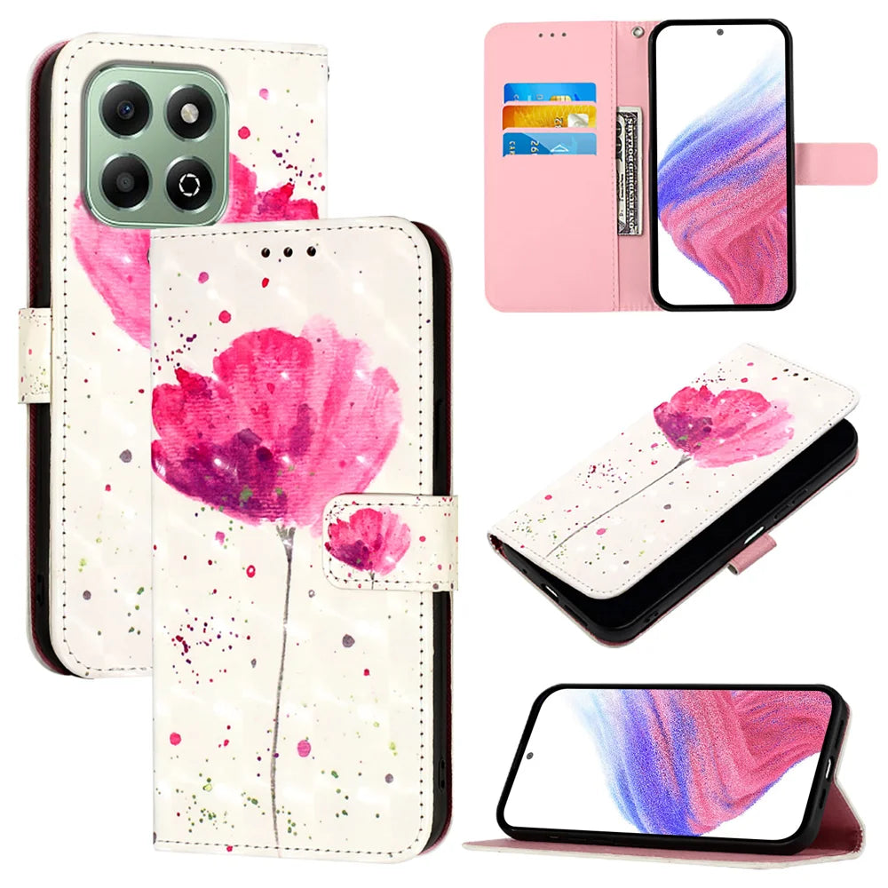 For Honor X6b 4G Leather Case YB Pattern Printing Leather Series-2 Pattern Printing Wallet Stand Cover