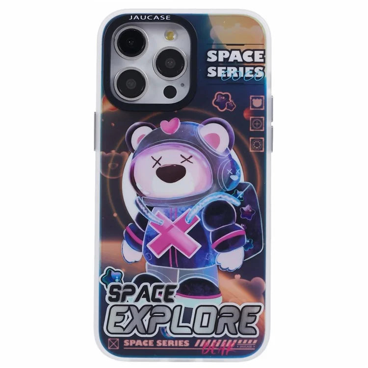 JAUCASE For iPhone 14 Pro Max Case Compatible with MagSafe Bear Pattern PC+TPU Matte Phone Cover