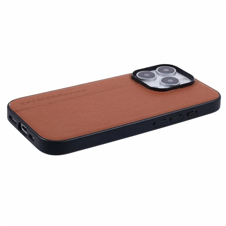 KIGC For iPhone 16 Pro Case Litchi Texture Leather Coated PC+TPU Phone Cover