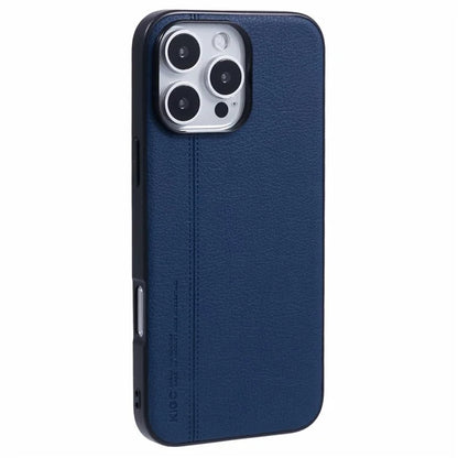 KIGC For iPhone 16 Pro Case Litchi Texture Leather Coated PC+TPU Phone Cover