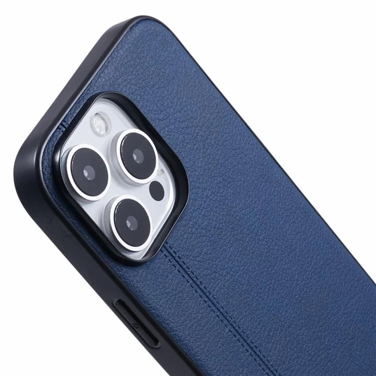 KIGC For iPhone 16 Pro Case Litchi Texture Leather Coated PC+TPU Phone Cover