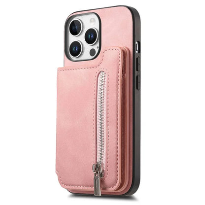 For iPhone 16 Pro Max Case Magnetic Detachable Zipper Card Holder Leather+TPU Phone Cover