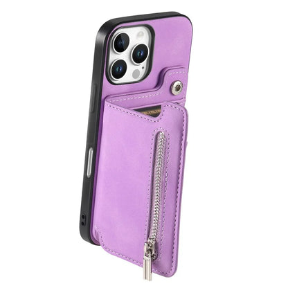 For iPhone 16 Pro Max Case Magnetic Detachable Zipper Card Holder Leather+TPU Phone Cover